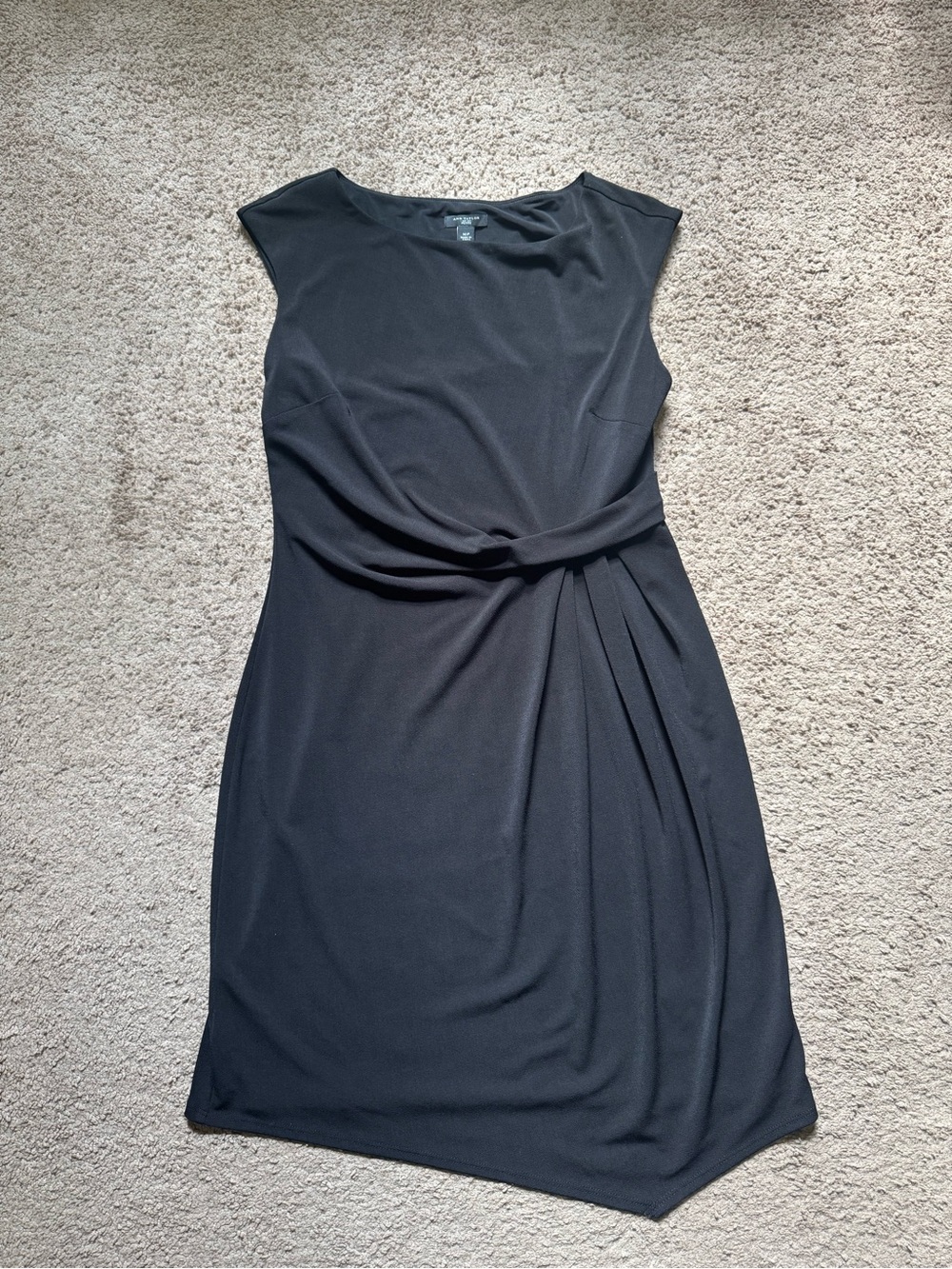 Ann Taylor Black Midi Sheath Dress with Twist Waist
